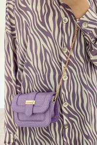 Lilac Buckle Skin Hand Bag Bag