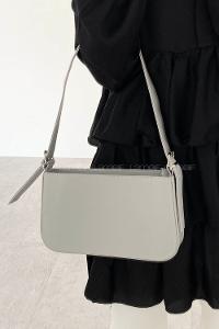 Gray Buckle Skin Hand Bag Bag