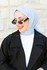 Lamelif Düz Flamlı Eşarp Bebe Mavisi