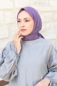 Lamelif Düz Flamlı Eşarp Lavanta