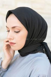 Black Linen Printed Scarf