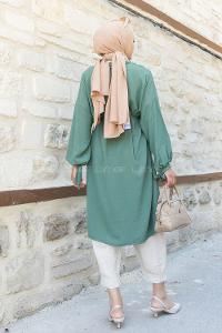 Plum Green Bat Sleeve Arm Without Accessories Viscose Fabric Straight Kimono