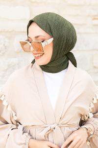 Khaki Crepe Fabric Straight Scarf