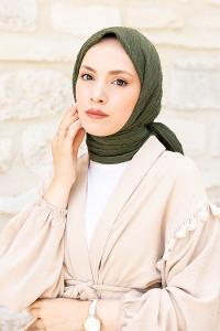 Khaki Crepe Fabric Straight Scarf