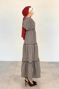 Black Crew Neck Cotton Printed Dresess