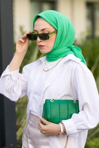 Green Cotton Fabric Straight Scarf