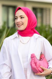 Fuchsia Cotton Fabric Straight Scarf