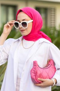 Fuchsia Cotton Fabric Straight Scarf