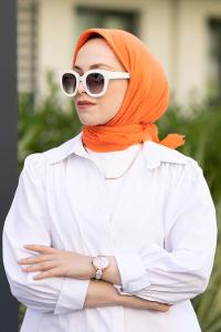 Orange Cotton Fabric Straight Scarf