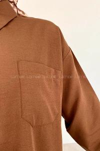 Bitter Brown Shirt Collar Long Arm Cotton Unprinted Shirt