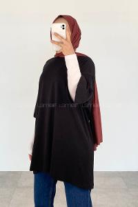 Black Crew Neck Half Arm Arm Unprinted T-shirt