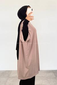 Mink Crew Neck Half Arm Arm Unprinted T-shirt