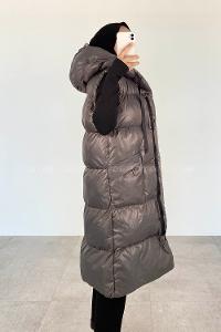 Modalamelif Kapüşonlu Çift Cepli Fermuarlı Şişme Mont Yelek Gri