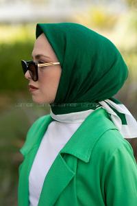 Mint Anthracite Wool Printed Scarf