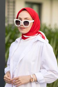 Red Wool Printed Scarf