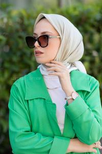 Water Green Wool Printed Scarf