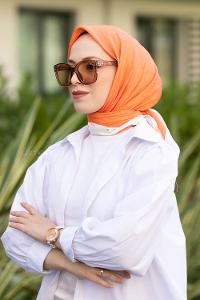 Orange Wool Printed Scarf