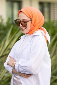 Orange Wool Printed Scarf