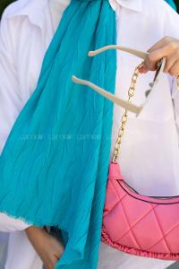 Petrol Blue Cotton Fabric Straight Shawl