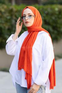 Orange Cotton Fabric Straight Shawl
