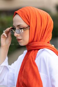 Orange Cotton Fabric Straight Shawl