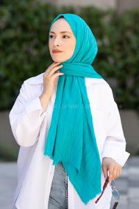 Turquoise Cotton Fabric Straight Shawl