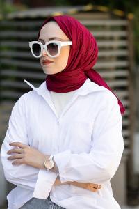 Sour Cherry Cotton Fabric Straight Shawl