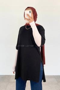 Black Crew Neck Half Arm Arm Cotton Unprinted T-shirt