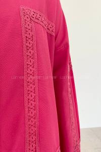 Fuchsia Shirt Collar Long Arm Cotton Unprinted Shirt
