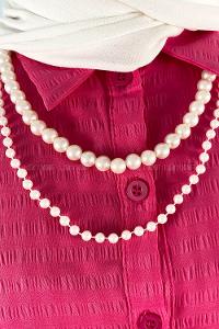 Fuchsia Shirt Collar Long Arm Cotton Unprinted Shirt