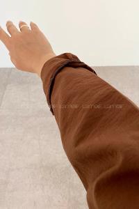 Brown Shirt Collar Long Arm Cotton Unprinted Shirt
