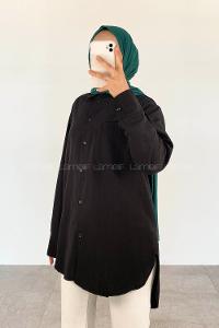 Black Shirt Collar Long Arm Cotton Unprinted Shirt