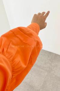 Orange Shirt Collar Long Arm Viscose Fabric Printed Shirt