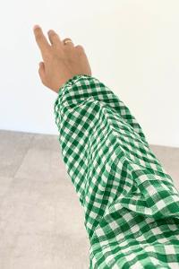 Green Medium Crew Neck Cotton Fabric Unprinted Dresess