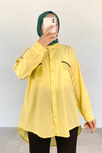 Yellow Shirt Collar Long Arm Viscose Fabric Printed Shirt