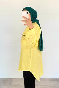 Yellow Shirt Collar Long Arm Viscose Fabric Printed Shirt