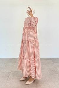 Pink Crew Neck Cotton Printed Dresess