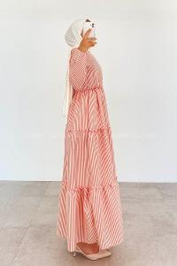 Pink Crew Neck Cotton Printed Dresess