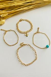 Gold-5 Belted Gold Straight Wristband