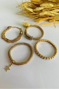 Gold Without Accessories Gold Straight Wristband