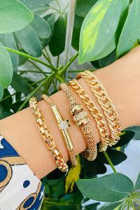 Gold Belted Gold Straight Wristband