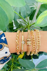 Gold Belted Gold Straight Wristband