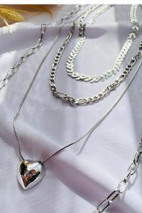 Silver Gold Straight Necklace
