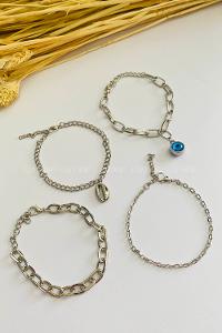 Silver-1 Belted Gold Straight Wristband