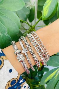 Silver Belted Gold Straight Wristband