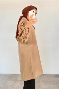 Beige Shirt Collar Long Arm Cotton Unprinted Shirt