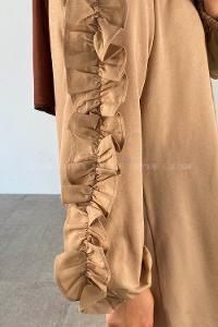 Beige Shirt Collar Long Arm Cotton Unprinted Shirt
