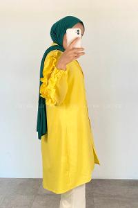 Yellow Shirt Collar Long Arm Cotton Unprinted Shirt