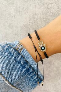 Black Belted Gold Straight Wristband