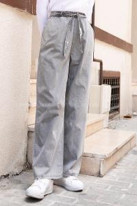 Gray Cotton High Waist Comfortable Pants